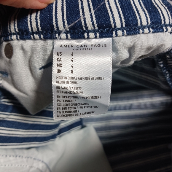 NWT American Eagle Hi Rise Shortie next level Stretch Striped Jean Short… - Picture 8 of 11
